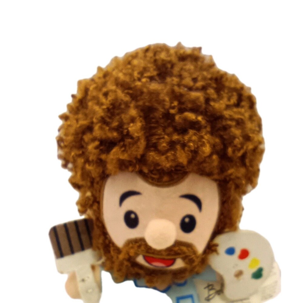 Bob Ross 8in Polyester Plush Figurine w/ Paint Palette, Brush, Tag
